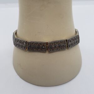 Vintage Sterling Silver & 14k Yellow Gold Bracelet